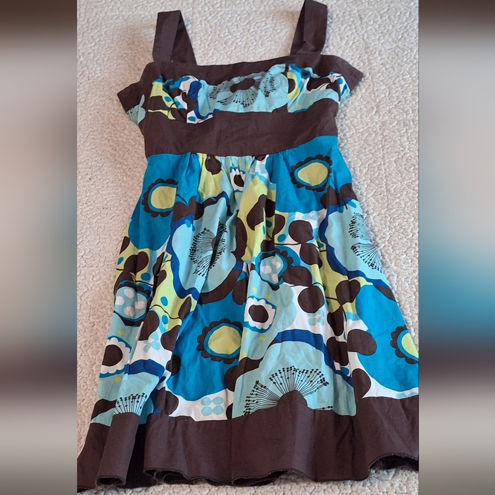 Speechless fit and flare dress size 5 blue and brown